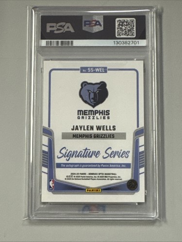 Donruss Optic Jaylen Wells Signature Series 2024-25 automático PSA 10 - Imagen 2 de 2