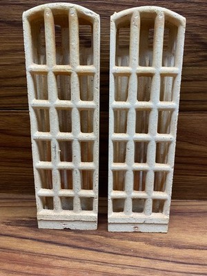 2 Vintage Radiant Ceramic Heater Grate Insert Fireplace Bricks Decorative Crafts