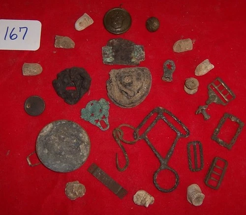 LOT OF MISC DUG CIVIL WAR & OTHER RELICS FROM VIRGINIA Rossette Bullets Buckle