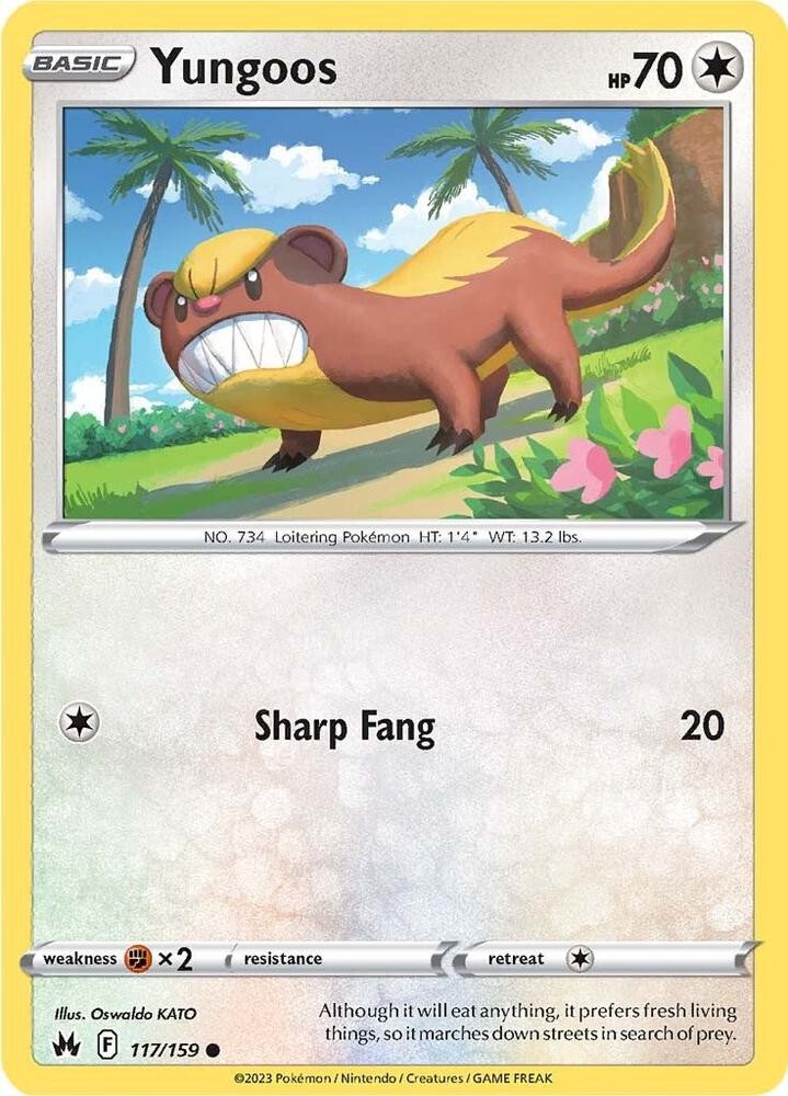 Yungoos Crown Zenith 117/159 NM English Pokemon Card