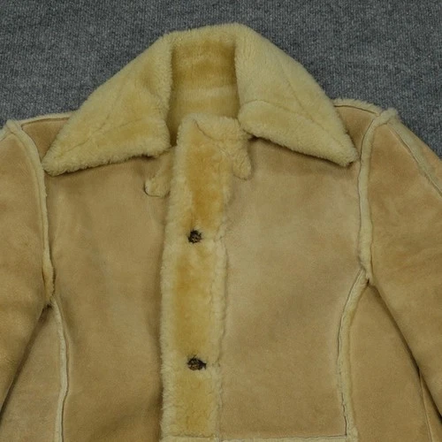Vintage Buckboard Jacket Mens 38 Tan Shearling Suede Leather Western Coat image 2