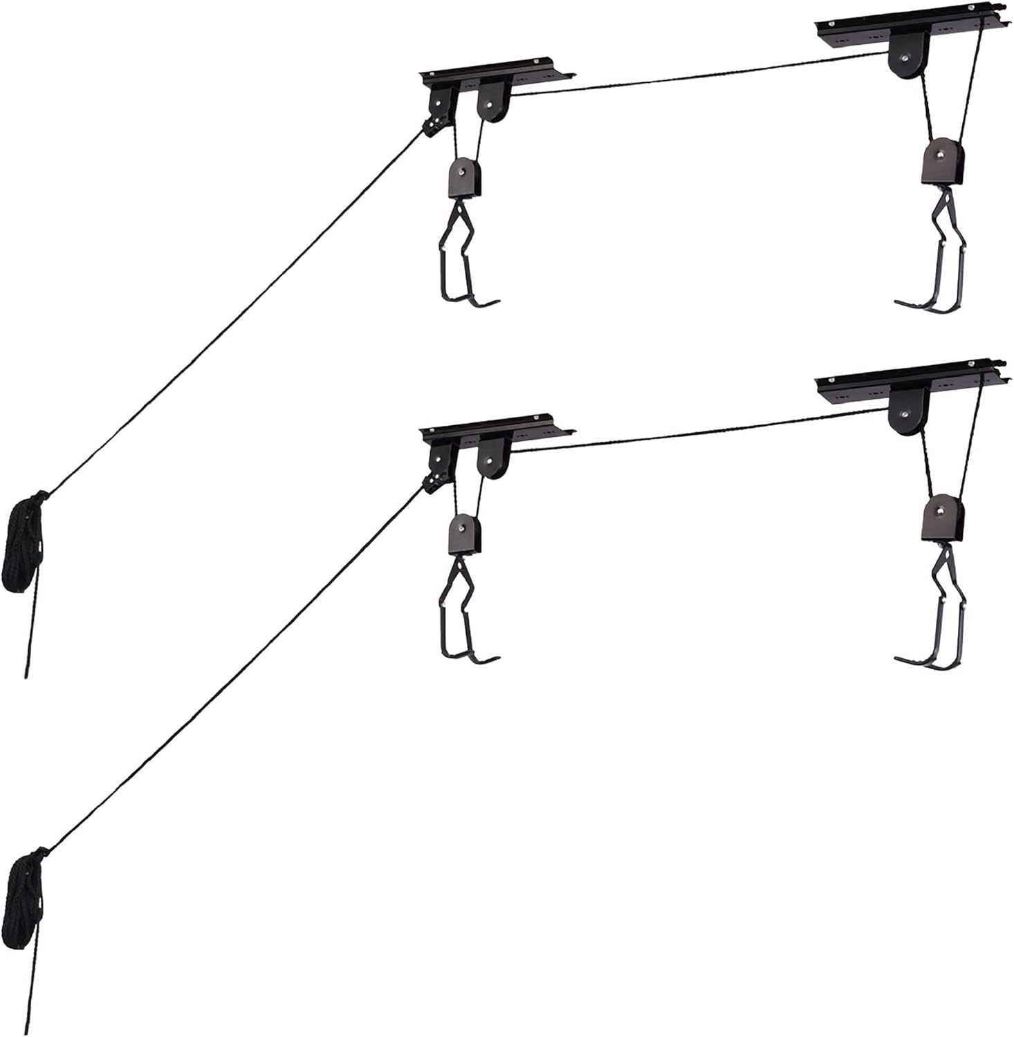 Ceiling-Mounted Bicycle Hoist - Effortless 2-Pack Installation with Safety Locks