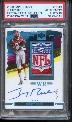 2023 Impeccable Jerry Rice-Extravagance Patch Auto Platinum 1/1 - PSA Authentic