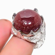 Natural Red Carnelian Gemstone 925 Sterling Silver Ring Size 8 S014