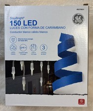 GE Staybright 150 LED Icicle-Style Holiday Lights Warm White New in Box