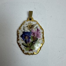 Vintage Porzellan-Anhänger Mit Blumenmotiv von Rosenthal handbemalt & vergoldet