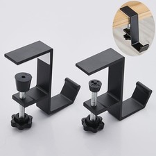 2Pcs Clamp-On Under Desk Headphone Holder Students' Hook Women's Black