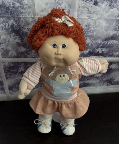 Red hair cabbage patch popcorn hm# 14 In HTF dark peach Portrait Dress #511G