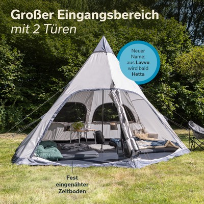 Skandika Tipi Hetta 460 Protect Zelt fr 6 Personen 3 m Stehhhe beige Neu  | eBay.de