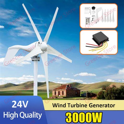3000W 24V Windkraftanlage Windgenerator Turbine Windrad Home Power Grid Kit