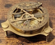 Vintage Antique Brass Sundial Compass 2" - Working Marine Prop