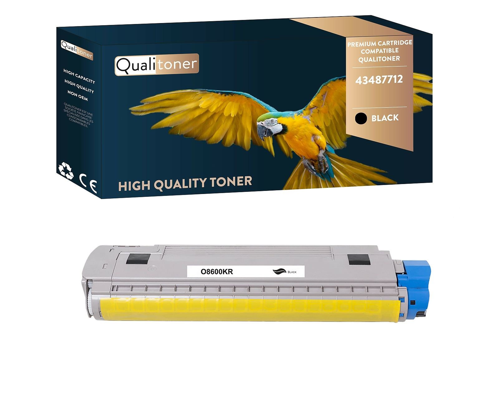 Toner noir compatible 43487712 OKI QUALITONER pour remplacer votre cartouche épuisée