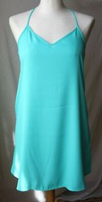 FOREVER 21 CONTEMPORARY SLIP DRESS SPAGHETTI STRAPS SLVLESS AQUA TEAL XS V-NECK