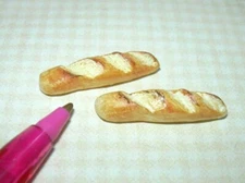 Miniature MEDIUM French Bread Loaves (2): DOLLHOUSE Bread Rolls 1:12
