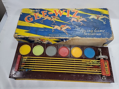  Vintage Gee-Wiz No.40 - Racing Game Tin Litho Simulator Wolverine Horse 