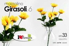 RAMETTO GIRASOLE 6 GIRASOLI 33 CM CON STELO FIORE DECORATIVO ARTIFICIALE PIANTA
