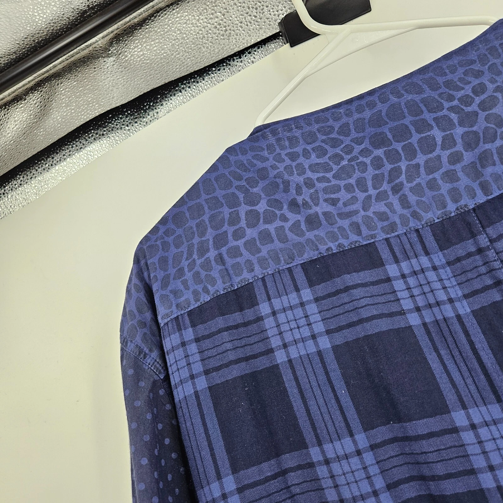 ACNE STUDIOS Abito Camicia Acne Pop Classics Blu Patchwork Lagenlook Bottoni Mini Taglia 40