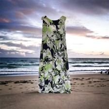 Vintage Hawaiian Dress Full Length Maxi Lime Green Small 2 4 Luau Hawaii