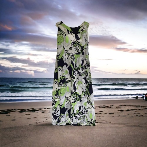 Vintage Hawaiian Dress Full Length Maxi  Lime Green Small 2? 4? Luau Hawaii