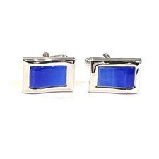 Royal Blue Stone Rectangular Cufflinks For Men Birthday Wedding Gift In Box