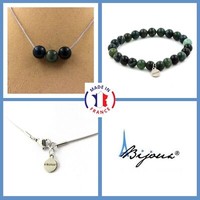 Steine Und Mineralien. Schmuckset Armband Halskette 3 Perlen Moosachat 8 Mm.