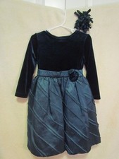 Rare Editions Teal Green Christmas Holiday Party Dress Size 3T w/Hair Bow-GUC