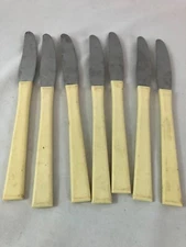 Duraset Silver Stainless Steel Table Knives with Ivory Color Handles - 7 Piece