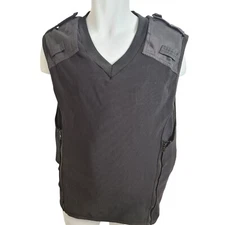 Global Armour Ballistic Vest Cover Overt Stab Epaulettes V Neck Black Security