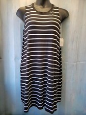 Time & Tru Women’s SS Black & White Striped Sleeveless Dress Scoop neck , XXL 20