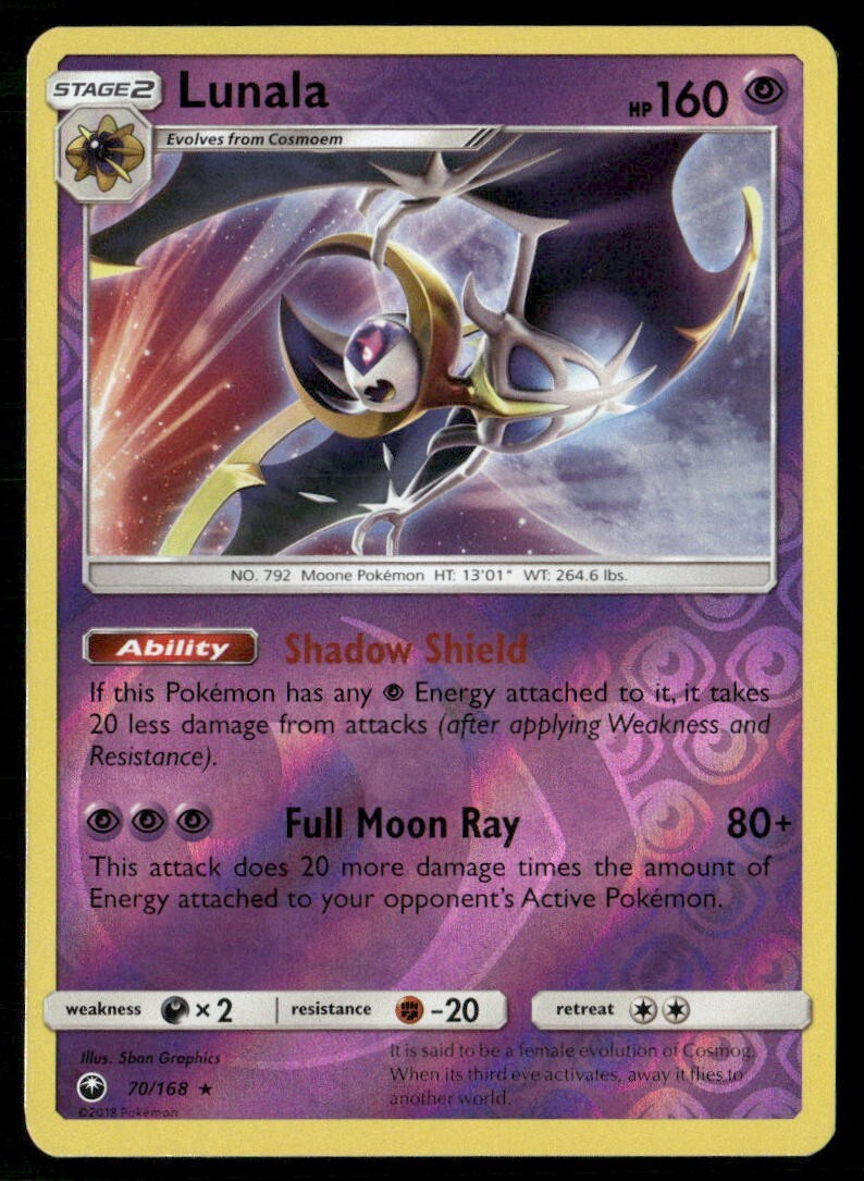 2018 Celestial Storm Set Pokemon Card 070  Lunala Reverse Foil LP