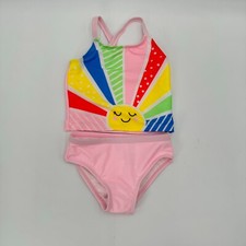 Infant  Toddler Girls Colorful Sunset 2 Piece Pink Swimming Suit Size 2T New