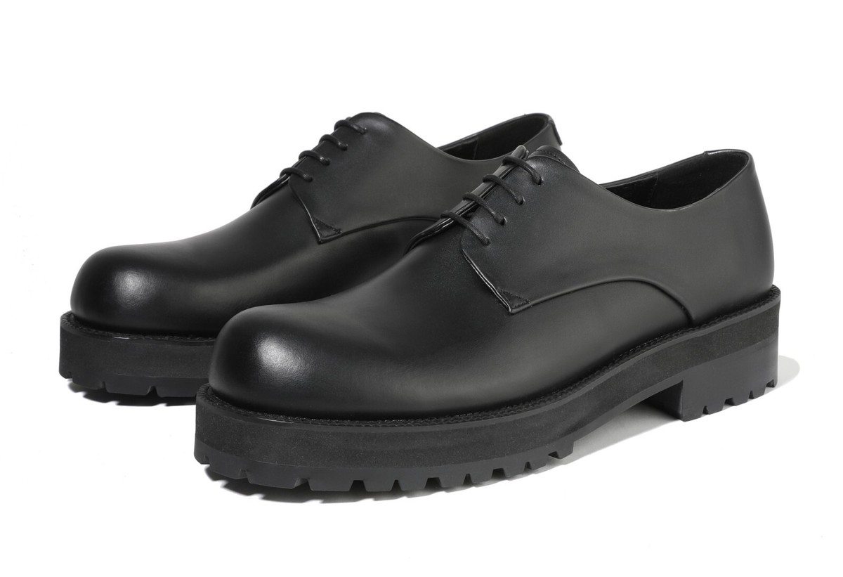 Firenze Atelier Men's Matte Black Leather Round Toe Chunky Derby