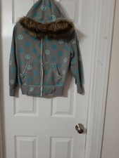 Arizona Girls Size 10 1/2 / 12 1/2 Lined Hood Jacket Faux Fur Fleece Lining