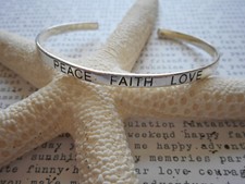 Brazalete de plata de ley 925 inspirador PAZ FE AMOR 686f