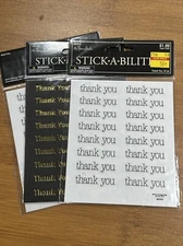 3 The Paper Studio Thank You Black & Gold  stickers NEW