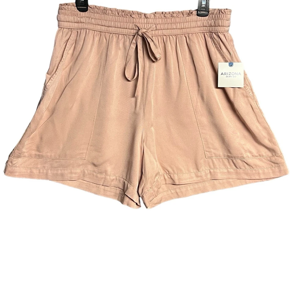 Arizona Jean Co Size L Misty Rose Pink Paperbag Waist Shorts Casual Trendy New - Image 2 of 4