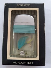 Vintage Scripto VU-Lighter FISHING LURE in Original Box Silver & Turquoise