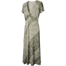 Vintage Green Paisley Midi Dress 6 Flutter Sleeve Empire Waist Boho Forest Fairy