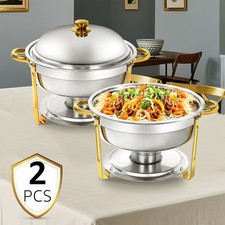 Chafing Dish Buffet Set, Round 6QT Stainless Steel Chafing Dish w Lid for Party