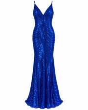 Jovani Size 12 Royal Blue Sequin Mermaid Prom Formal Evening Gown