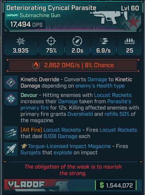 Borderlands 4  INCENDIARY PARASITE SMG KINETIC  OR LOCUST ROCKET TORGUE IMPACT