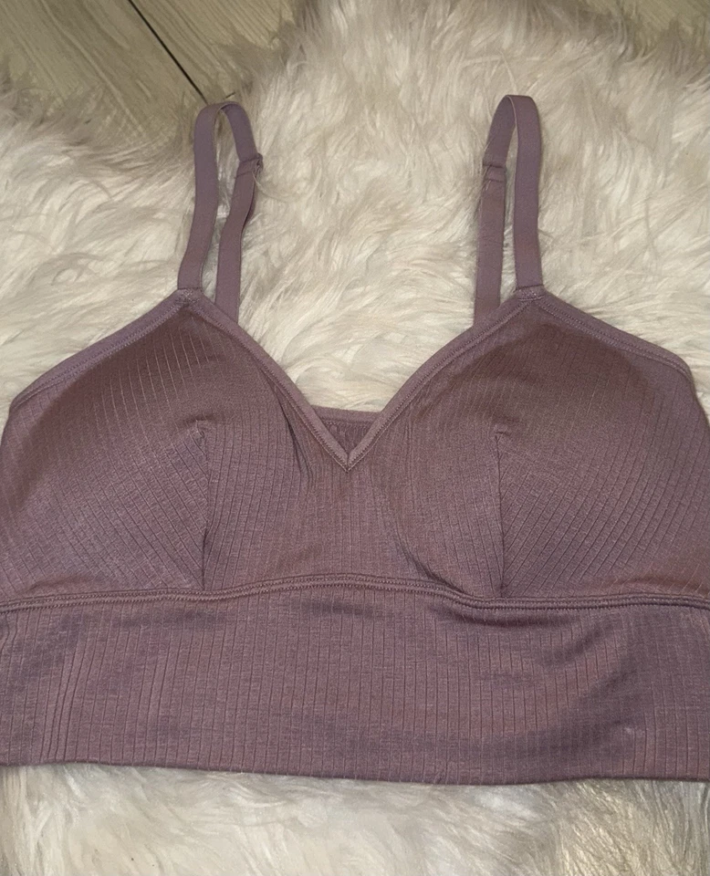 Sutiã feminino Auden levemente forrado longline renda sem fio com nervuras M roxo médio - Imagem 3 de 4