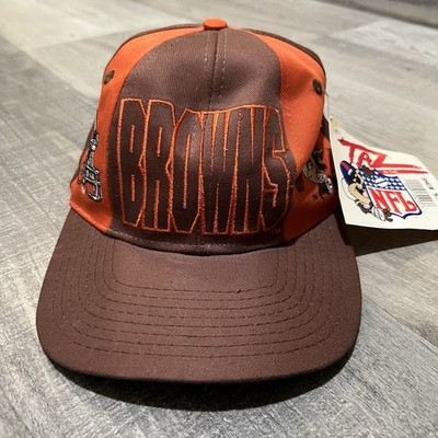 VTG Cleveland Browns Drew Pearson TAZ SnapBack Hat Cap NWT 90s Brown/Orange