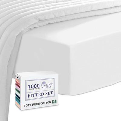 Pizuna Luxuriös Baumwolle King Size Spannbettlaken - (160x200), Weiß 