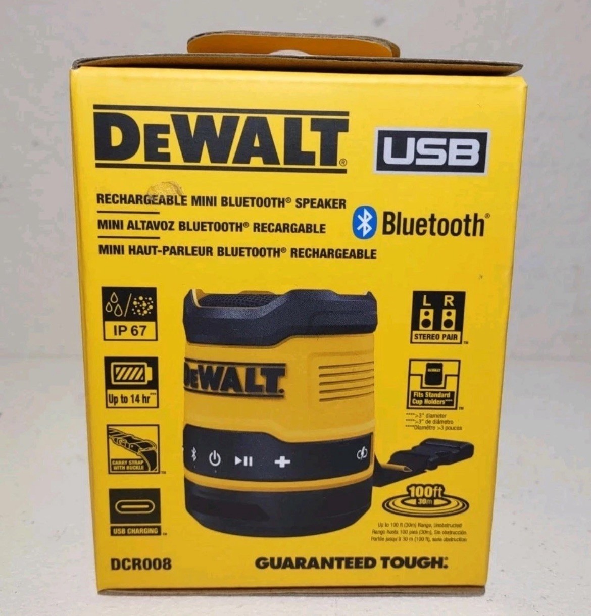 DEWALT DCR008 USB-C Rechargeable Mini Bluetooth Speaker - New!