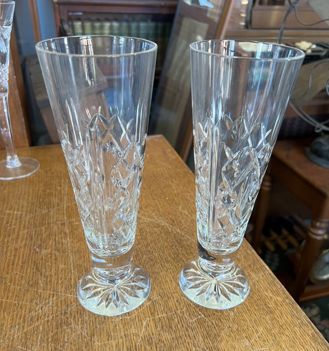 Lot of 2 Waterford Crystal Michelob 9 Inch Tall Pilsner Glasses
