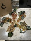 5 Vintage Amber Champagne Faceted Lucite Bead Acrylic  Cluster Grapes Leaf — photo 1