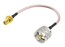 RF coaxial Coax Cable Assembly SMA Female to UHF PL-259 Male 6''