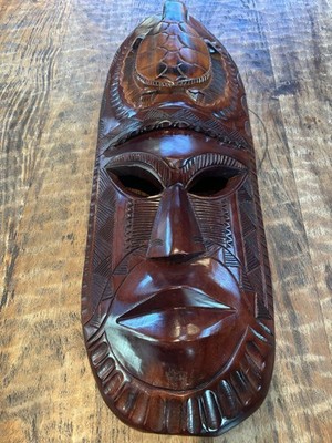 Fiji Tribal Wall Hang Mask Wooden Handcrafted Details Vintage Tiki Rm 27''x9''x4''