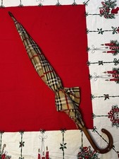 Vintage Schertz Parasol/umbrella With  Burberry  Like Classic Print . 35  Long